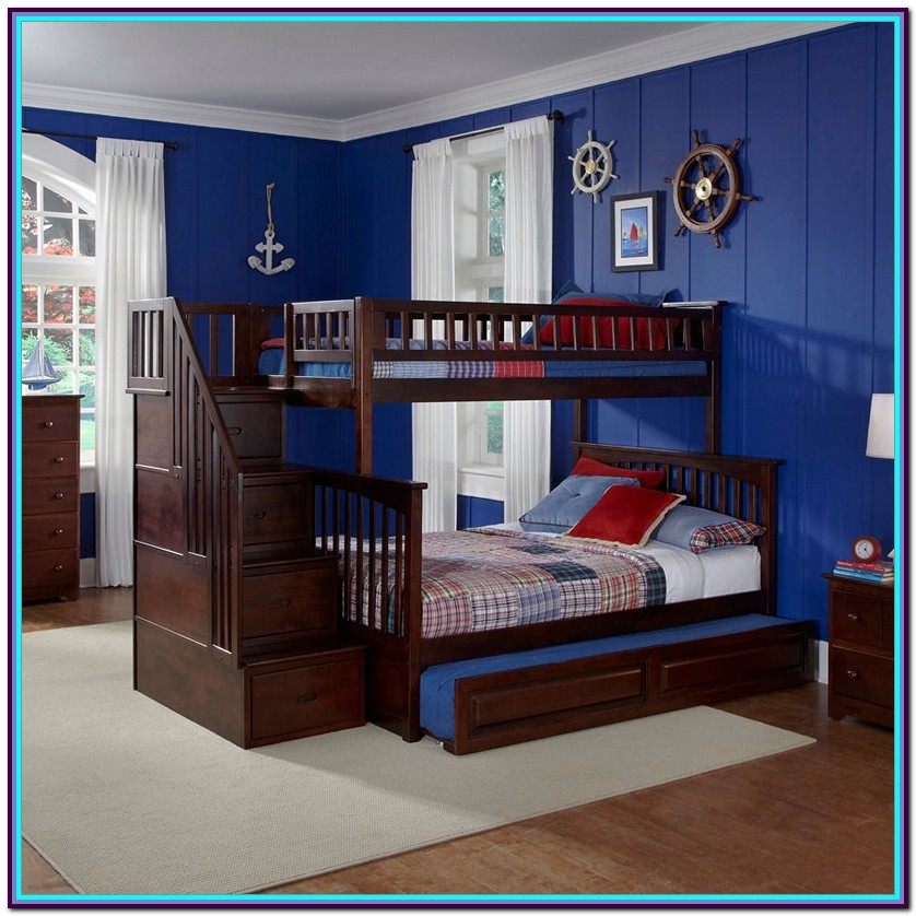 Twin Over Twin Bunk Bed With Stairs And Trundle - Bedroom : Home ...