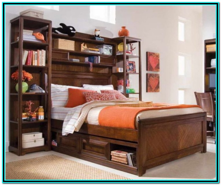 Full Bed With Storage And Bookcase Headboard - Bedroom : Home ...