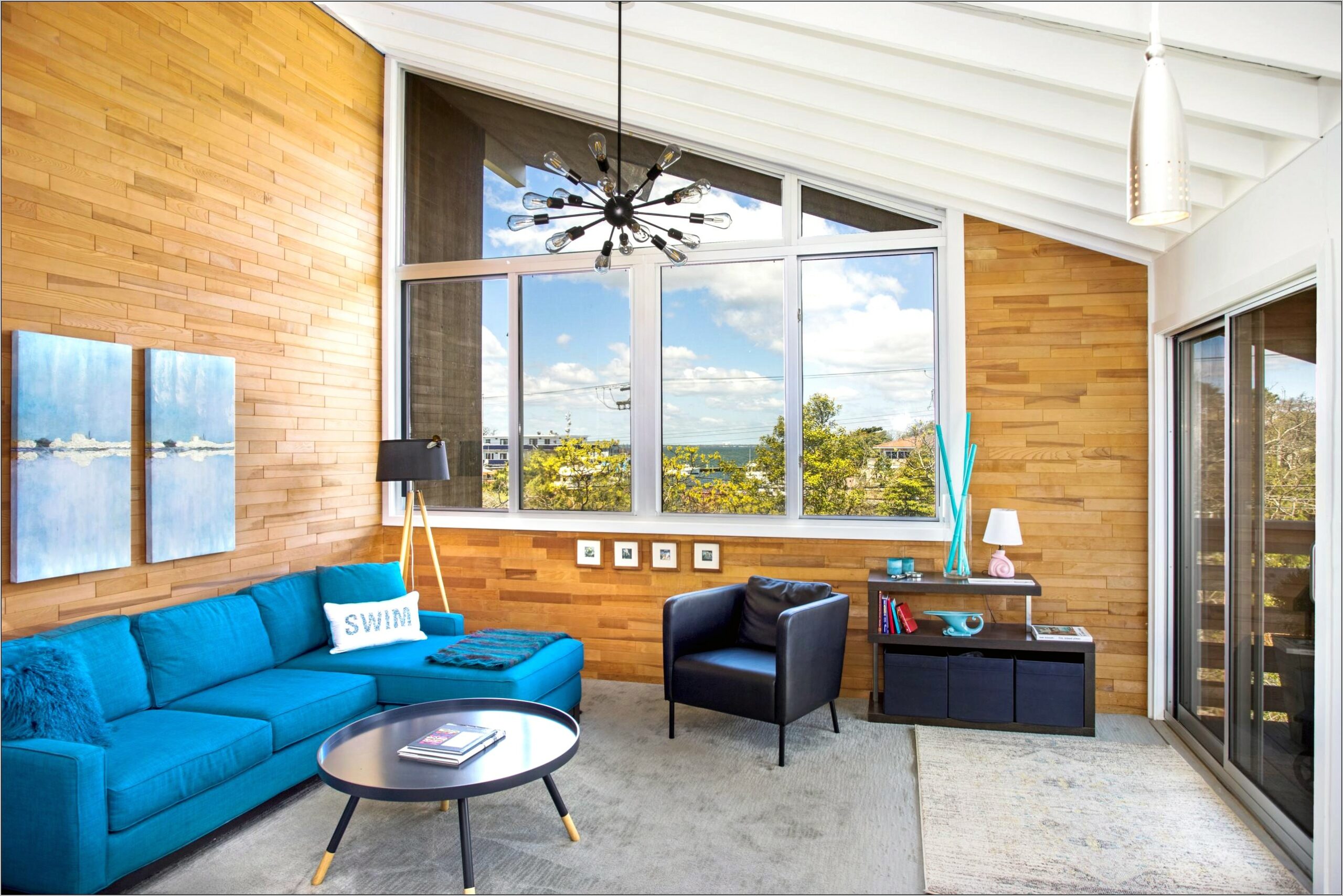 Modern Living Room Wood Ceiling Stained Wood - Living Room : Home ...